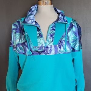 VINTAGE Lady's Footlocker Teal and Purple Half Zip